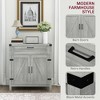 HOMCOM Sideboard Buffet Cabinet with Storage Drawer, Modern Farmhouse Kitchen Cabinet with 2 Barn Doors, Coffee Bar Cabinet, Gray - 4 of 4