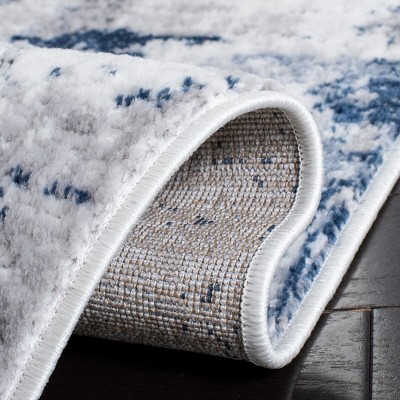 Amelia Grey and Light Blue Abstract Synthetic Area Rug