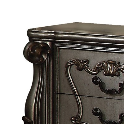 Antique Platinum 2-Drawer Nightstand with Scrolled Legs