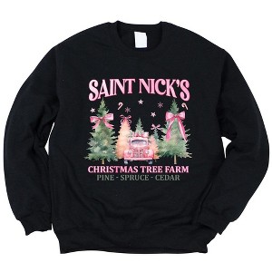 Simply Sage Market Women's Graphic Sweatshirt Coquette St. Nick's Tree Farm - 1 of 4