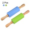 Unique Bargains Silicone Smooth Non-Stick Wooden Handle Kitchen Rolling Pin 2 Pcs - 3 of 4