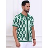 INSPIRE CHIC Men's Argyle Short Sleeve Button Down Plaid Knitted Shirt - 4 of 4
