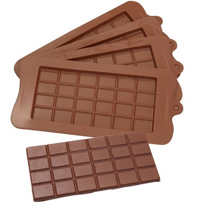 Okuna Outpost 4 Pack Silicone Candy Molds for Chocolate Waffle bar Hard Candies, 8.5 x 0.3 x 4.25 in