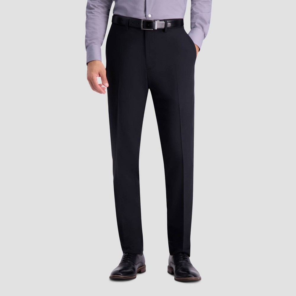 Haggar H26 Men's Flex Series Ultra Slim Suit Pants - Black 29x30: Mid Rise, Lightweight, Woven Fabric