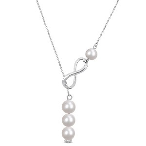 EVERLY JEWELRY | Sterling Silver 8-9 MM Cultured Freshwater Pearl Infinity Lariat Necklace - 18 inch - 1 of 4