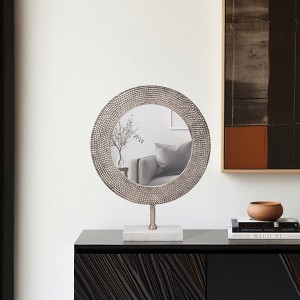 Decorative Metal & Marble Sculpture - Home Accent with Textured Detailing - Modern Tabletop Decor for Living Room, Bedroom, or Office - 21" - 1 of 4