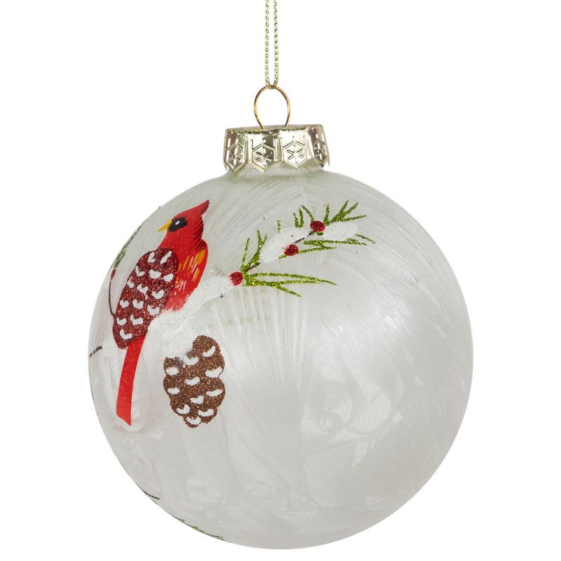 Northlight Set of 2 Clear and Red Cardinal Birds Christmas Glass Ball Ornaments 4", 4 of 6