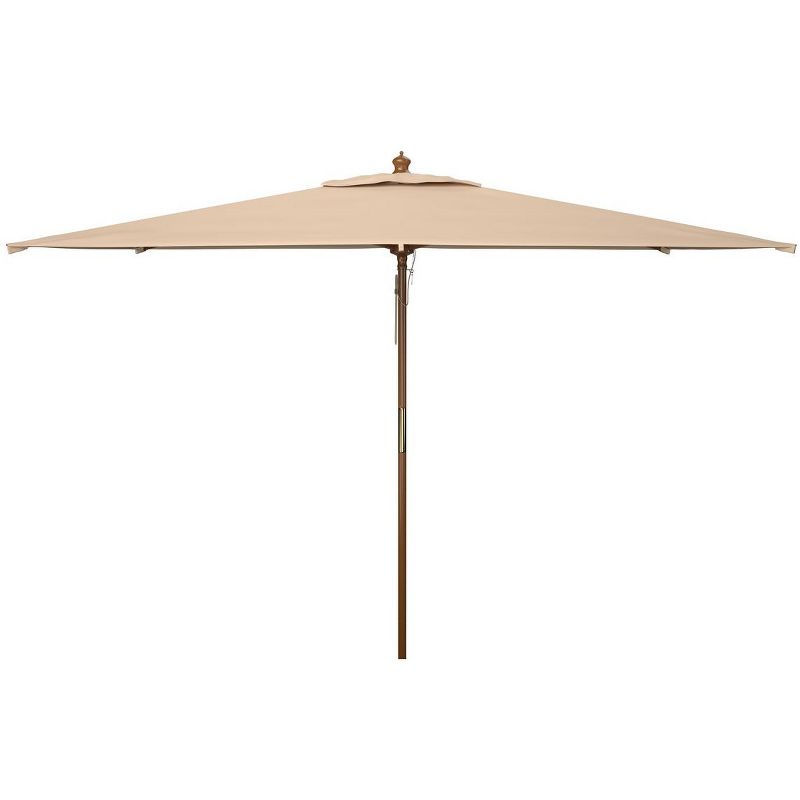 Aklin 6.5Ft X 10Ft Rectangle Wooden Pulley Market Patio Outdoor Umbrella (No Tilt)  - Safavieh, 1 of 2