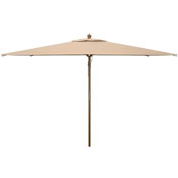 Aklin 6.5Ft X 10Ft Rectangle Wooden Pulley Market Patio Outdoor Umbrella (No Tilt)  - Safavieh