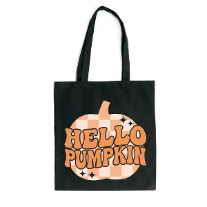 City Creek Prints Hello Pumpkin Sparkles Canvas Tote Bag - 15x16 - Black - 1 of 1