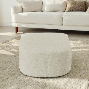 Alilang 29.00 inches Modern Upholstered Ottoman with Rounded Design and Plush Fabric-Beige - 1 of 4