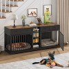 Acekool 82" Double Dog Crate Furniture TV Stand for 2 Large Dogs, 4 Drawers & Shelves, Indoor Dog Cabinet - 3 of 4