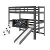 Donco Kids Art & Play Twin Over Twin Dark Grey Bunkbed with Two Junior White Toy Boxes - 4 of 4