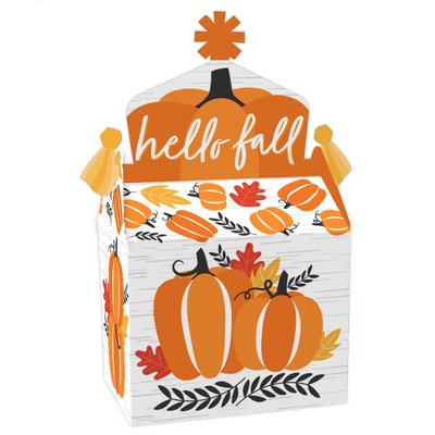 Big Dot of Happiness Fall Pumpkin - Treat Box Party Favors - Halloween or Thanksgiving Party Goodie Gable Boxes - Set of 12