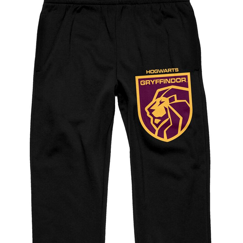 Harry Potter House of Gryffindor Lion Crest Men's Black Graphic Sleep Pants, 2 of 4