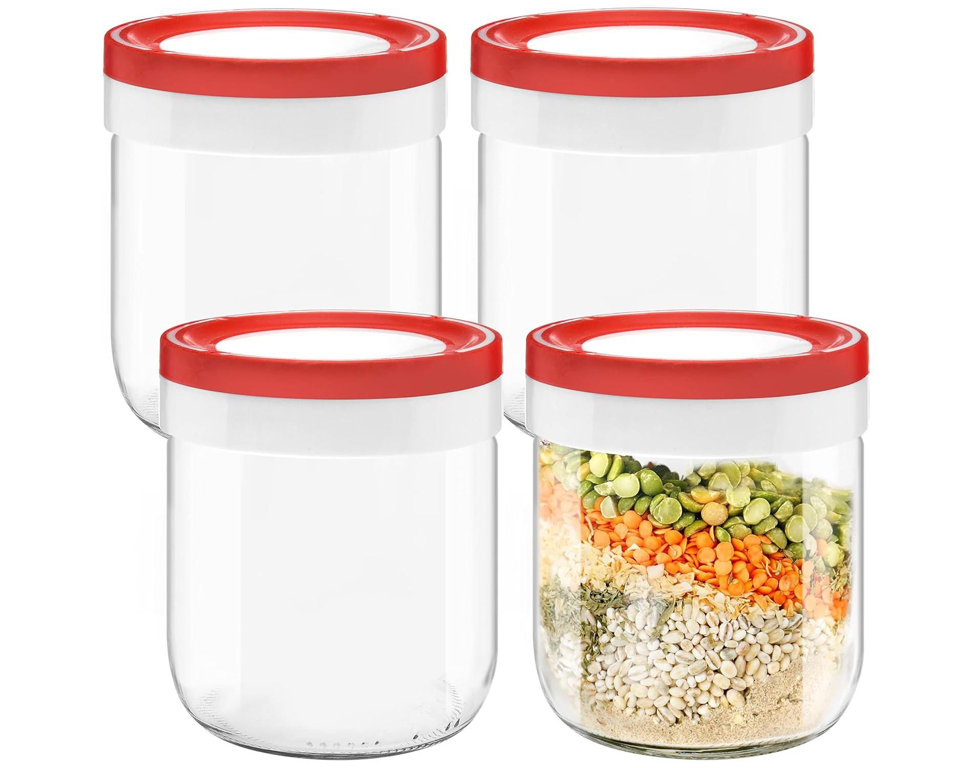 Tribello 14 oz Wide Mason Jars with Lids - 4 Pack