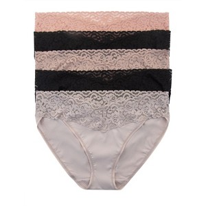 Felina Women's Stretchy Lace Trimmed Bikini Underwear, 5-Pack - 1 of 4