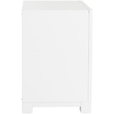Transitional White 3-Drawer Nightstand with Greek Key Design