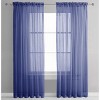 Home Mart Goods Navy Blue Sheer Window Rod Pocket Curtain Set 84" Inches Long (2 Panels) - 2 of 4