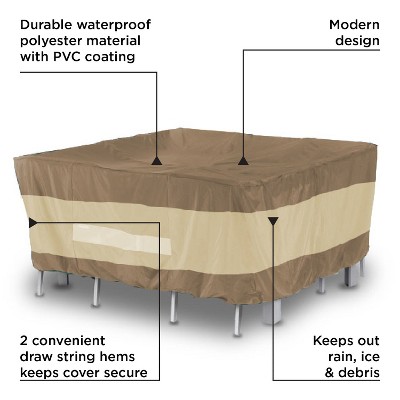 Brown and Beige Waterproof Square Patio Table Cover with Straps