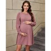 Maternity Dress Lantern Sleeve Crew Neck Tunic A-Line Swing Knit Dress Casual Loose Winter Pullover Sweater Midi Dresses - 4 of 4