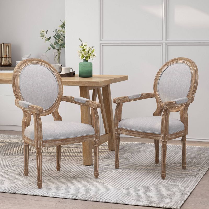 Set of 2 Judith French Country Wood Upholstered Dining Chairs - Christopher Knight Home, 3 of 13