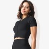 Anna-Kaci Women's Rib Knit Seamless Short Sleeve High Neck Cropped Sports Jacket - image 3 of 4