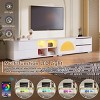 94” Free-Combination TV Stand with Fluted Glass Door,LED Light & Drawers for 100” TV,Modular Media Console for Living Room-Baofuwish - 2 of 4