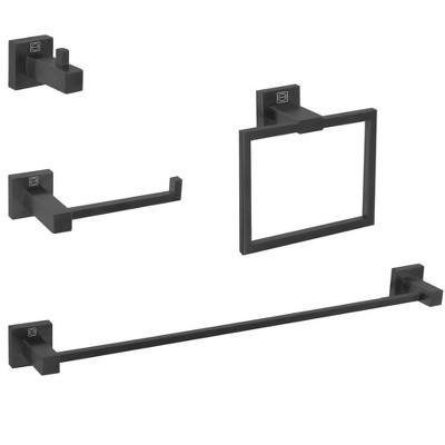 Elegant Lighting Isla 4-Piece Bathroom Hardware Set in Matte Black