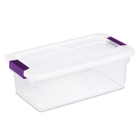 Sterilite 6 Qt Clear View Box Clear With Latches Purple : Target