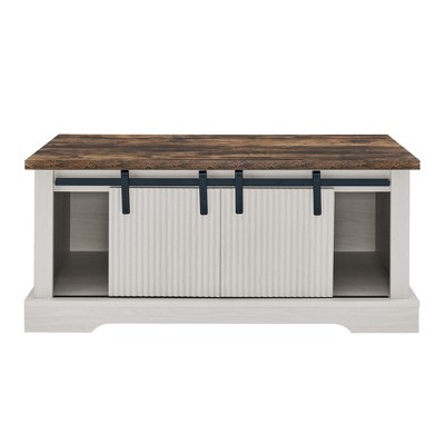 Dexmalle 41.3” Rustic  Coffee Table with Storage and Sliding Doors