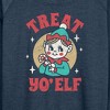 Women's - Instant Message - Treat Yo Elf Christmas Lightweight French Terry Wide Neck Long Sleeve Shirt - 2 of 4