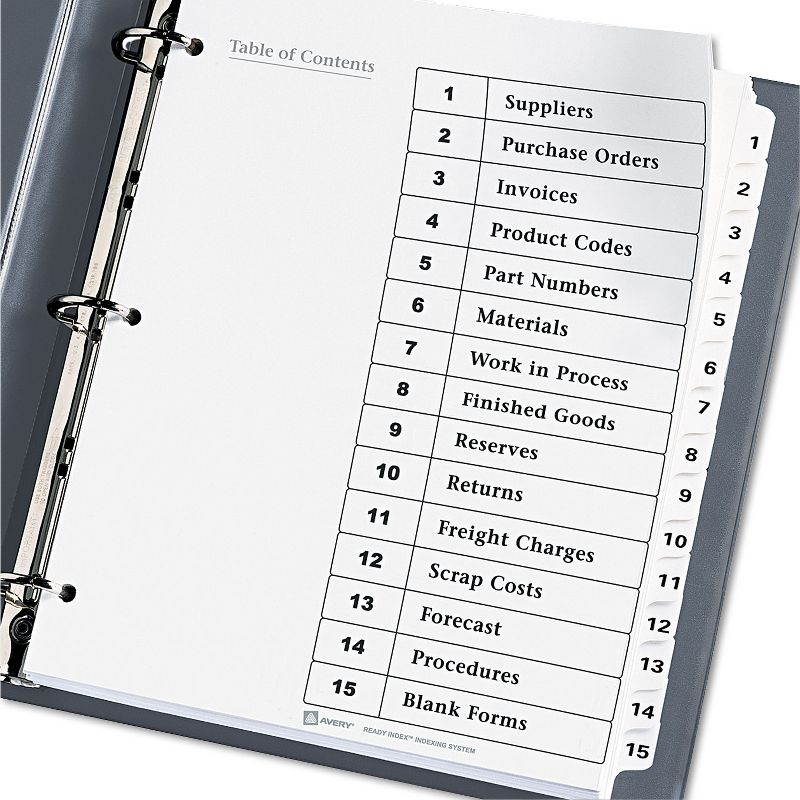 Avery Ready Index Customizable Table of Contents Black & White Dividers 15-Tab Ltr 11142, 2 of 9