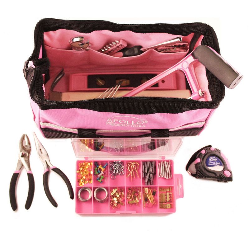 Apollo Tools 201pc DT0020P Household Tool Kit in a Soft Sided Tool Bag Pink, 3 of 12