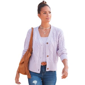 Women's Cable Knit Cardigan - LASCANA - 1 of 4