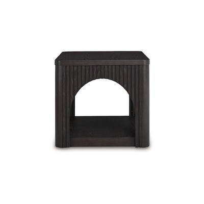 Noir Oak Latticework Modern Accent Table