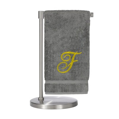 BC BARE COTTON Monogrammed Bath Towel, Personalized Gift, 27 x 54 inches - Set of 2 - Gray - Gold Script