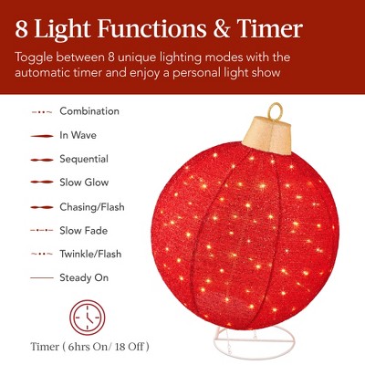 Set of 2 Red and White LED Lighted Christmas Ornaments