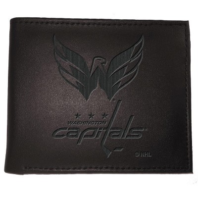 Evergreen NHL Washington Capitals Black Leather Bifold Wallet Officially Licensed with Gift Box