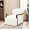 Sapphtopaz Modern Faux Fur Accent Chair with Curve Wooden Arms Upholstered Comfy Reading Chair Ultra Soft Armchair for Living Room, Bedroom - 3 of 4