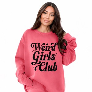 Weird Girls Club Distressed - Women's Garment Dyed Graphic Sweatshirt - 1 of 4