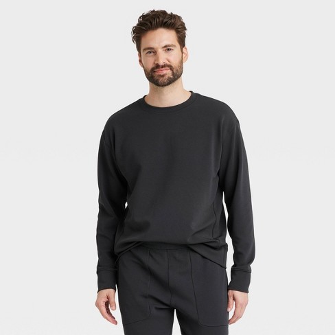 Men's Heavy Waffle Crewneck Sweatshirt - All in Motion™ Black S