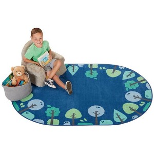 Carpets for Kids KIDSoft Tranquil Trees Classroom Rug, Blue, Oval - 1 of 4