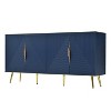 Stylish Sideboard, Wavy Geometric Design, Tapered Legs, Adjustable, Suitable For Study, Entryway And Living Room - 3 of 4