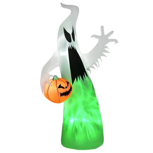 Homcom Inflatable Ghost With Pumpkin, Halloween Outdoor Led Lighted ...