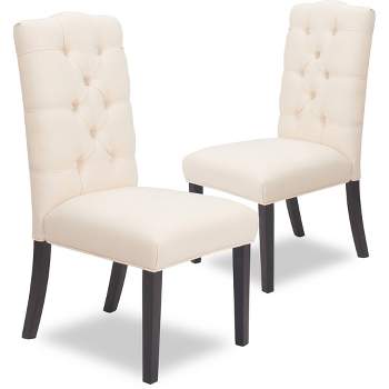 Set of 2 Provence Tufted Dining Chairs Beige - Finch