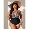 Womens Plus Size One Piece Swimsuits Leopard Print Side Ruched Swimsuits Plus Size Bathing Suits Summer 2025 Fashion Swimwear - 4 of 4