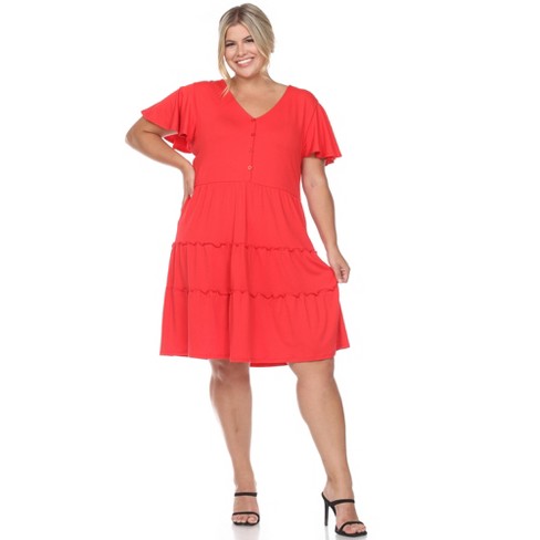 Plus size outlet short red dress