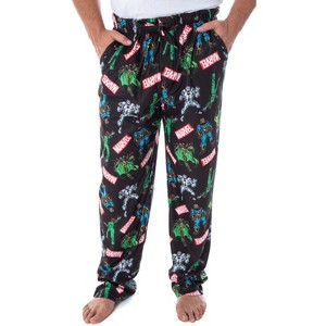 Marvel Men's Vintage Villains Thanos Red Skull Hela Ultron Pajama Pants Black - 1 of 4