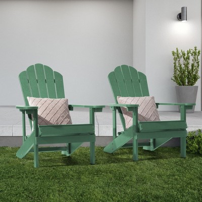 Sonkuki 2-Pack Faux Wood Adirondack Chair with High Back and Wide Seat